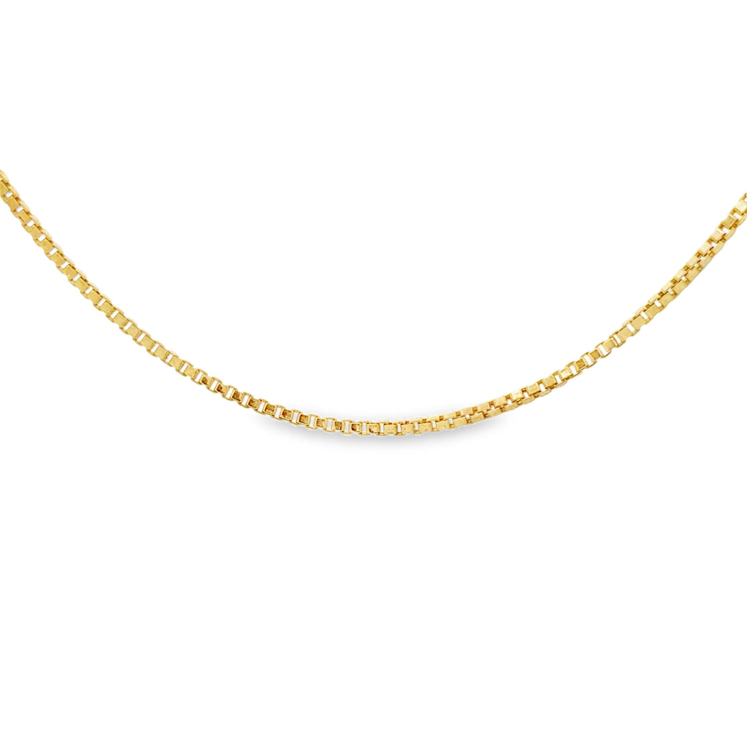 14K Yellow Gold 16-Inch 1.3mm Box Chain Necklace