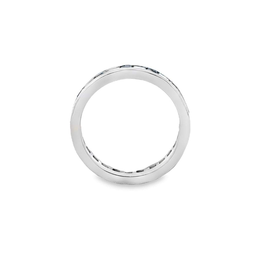 0.40 CTW Diamond &amp; Sapphire White Gold Channel-Set Band Ring