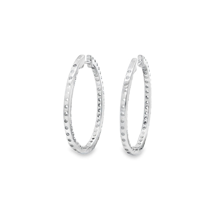 1.20 CTW Diamond 14K White Gold Inside-Out Oval Hoop Earrings