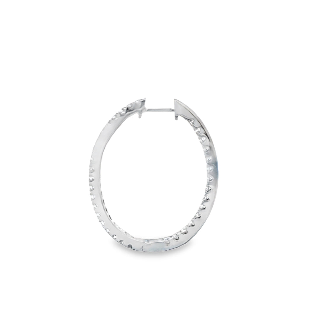 1.20 CTW Diamond 14K White Gold Inside-Out Oval Hoop Earrings