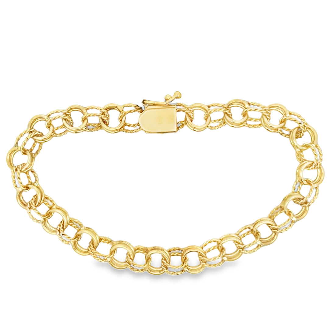 14K Yellow Gold 7 3/4-Inch Open Link Charm Bracelet