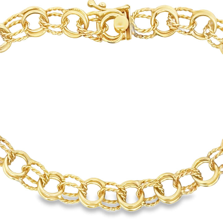 14K Yellow Gold 7 3/4-Inch Open Link Charm Bracelet