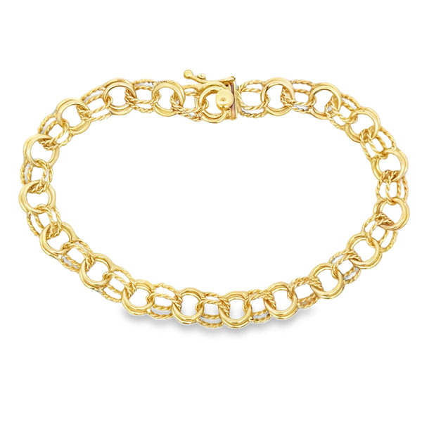 14K Yellow Gold 7 3/4-Inch Open Link Charm Bracelet