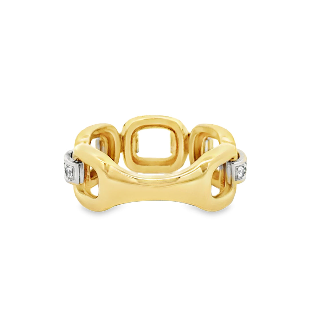 0.25 CTW Diamond 14K Two-Tone Gold Link Design Ring