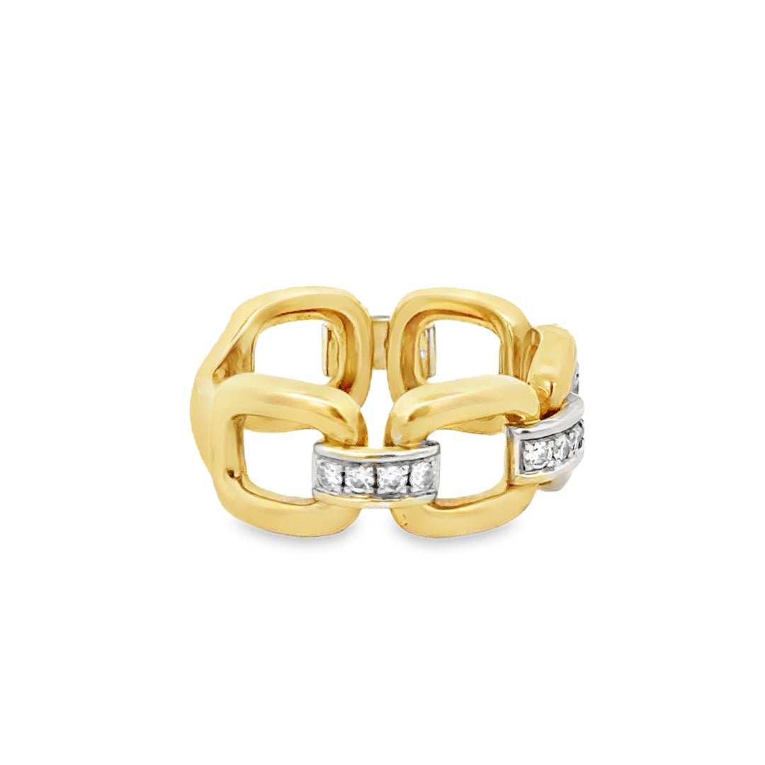 0.25 CTW Diamond 14K Two-Tone Gold Link Design Ring