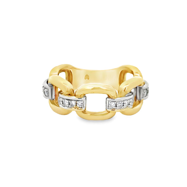 0.25 CTW Diamond 14K Two-Tone Gold Link Design Ring