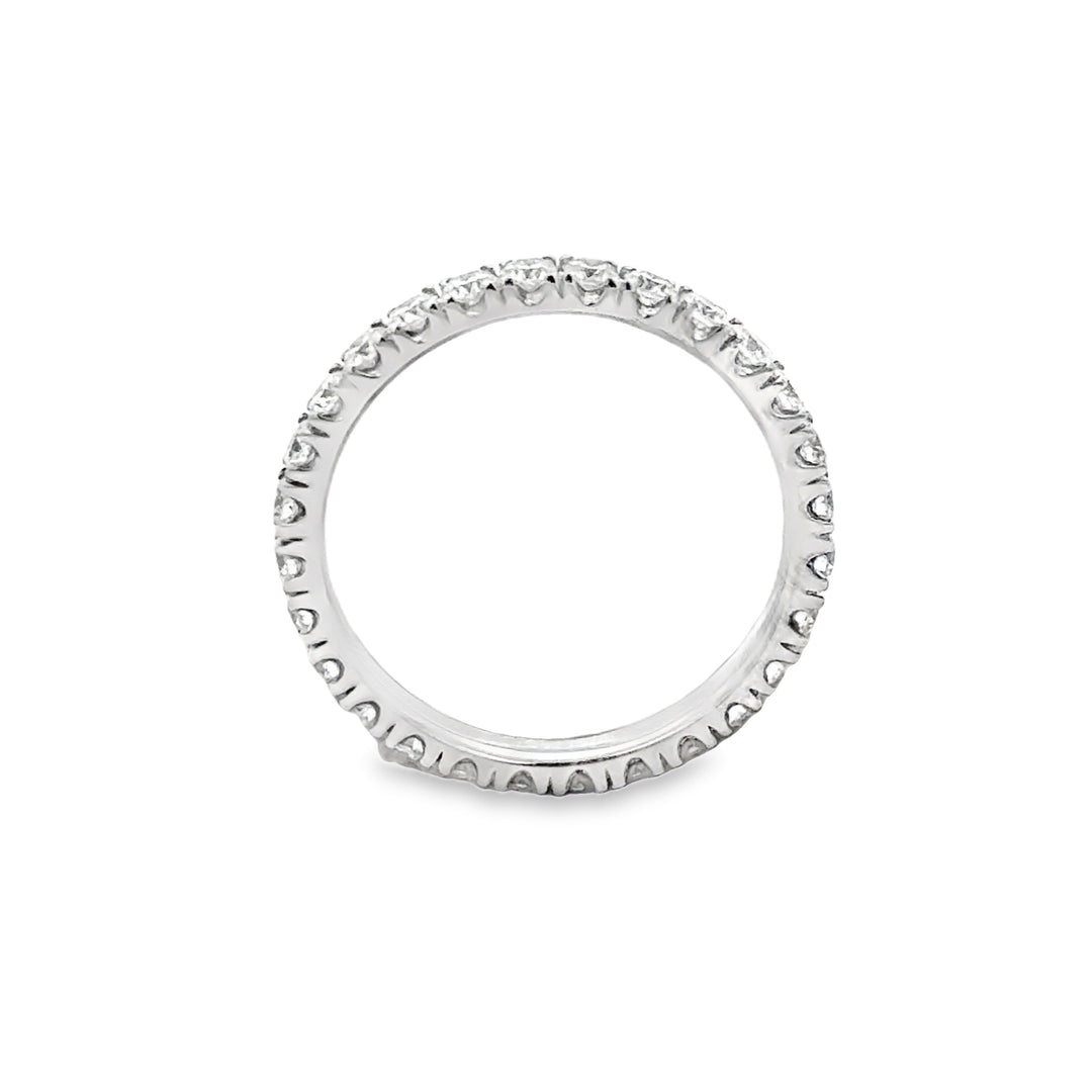 1.09 CTW Round Diamond 18K White Gold Eternity Wedding Band