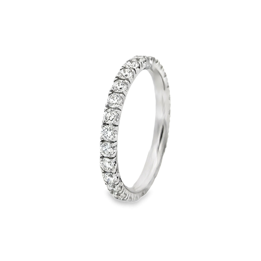 1.09 CTW Round Diamond 18K White Gold Eternity Wedding Band