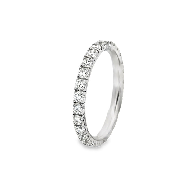 1.09 CTW Round Diamond 18K White Gold Eternity Wedding Band