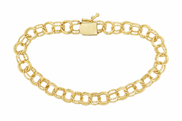 14K Yellow Gold 7 3/4-Inch Open Link Charm Bracelet