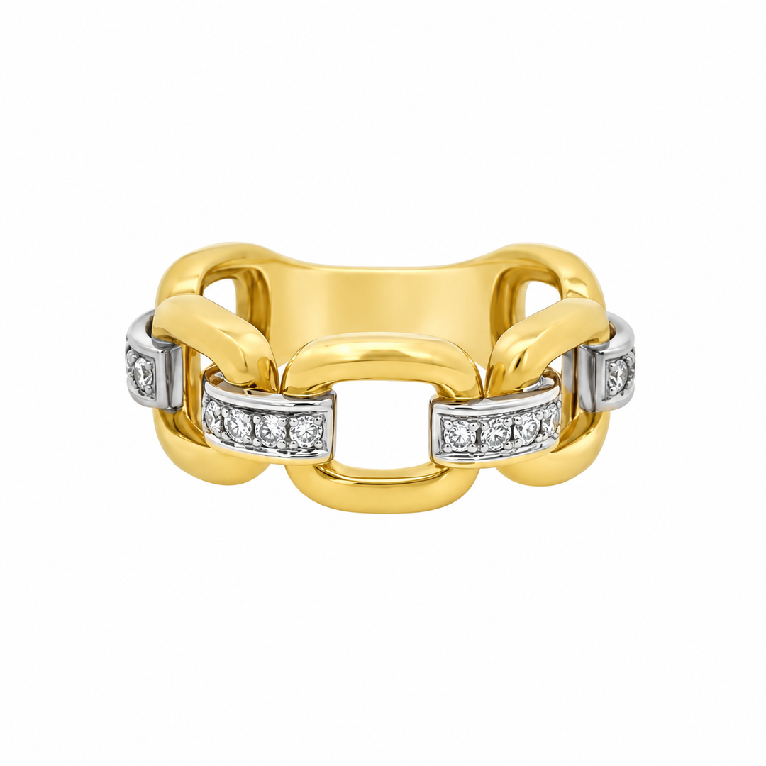 0.25 CTW Diamond 14K Two-Tone Gold Link Design Ring