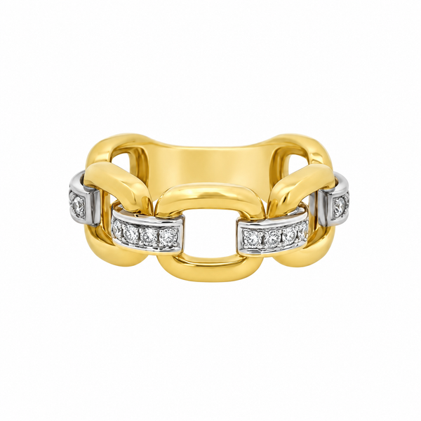 0.25 CTW Diamond 14K Two-Tone Gold Link Design Ring