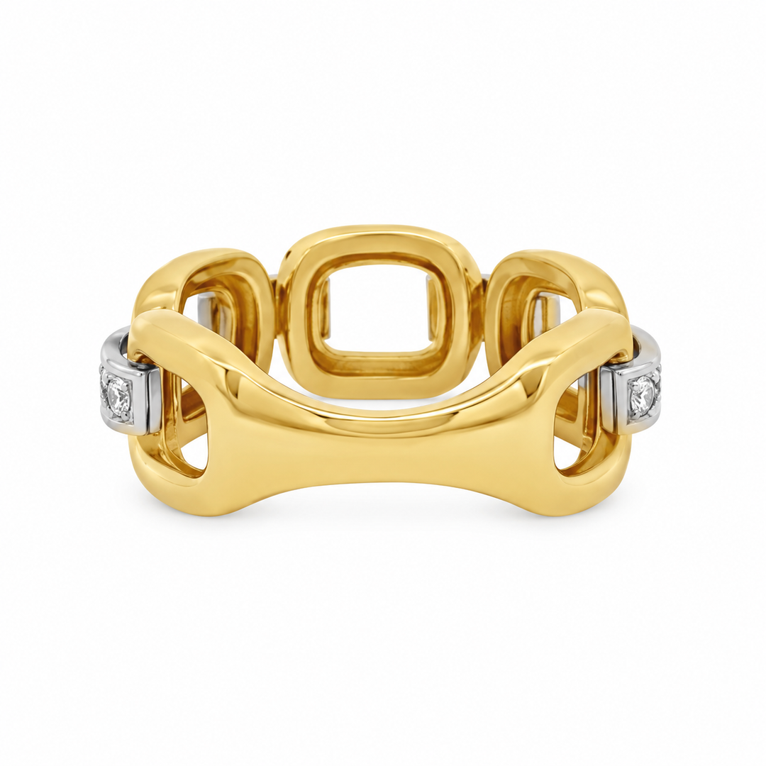 0.25 CTW Diamond 14K Two-Tone Gold Link Design Ring