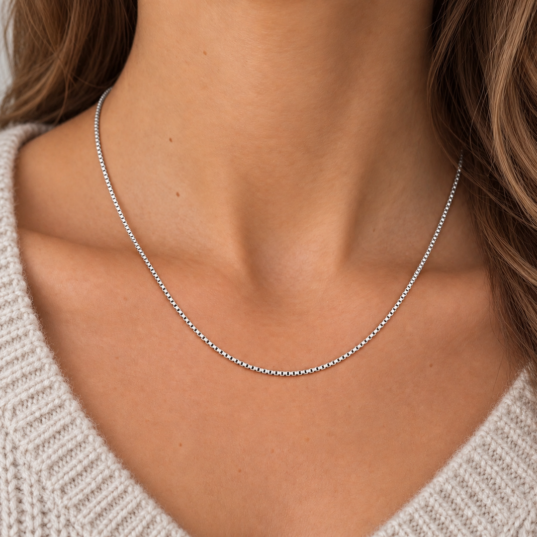 14K White Gold 18-Inch 1mm Box-Style Chain Necklace