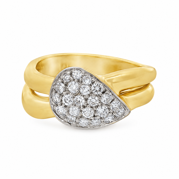 0.45 CTW Diamond 18K Yellow Gold Pavé Teardrop Statement Ring