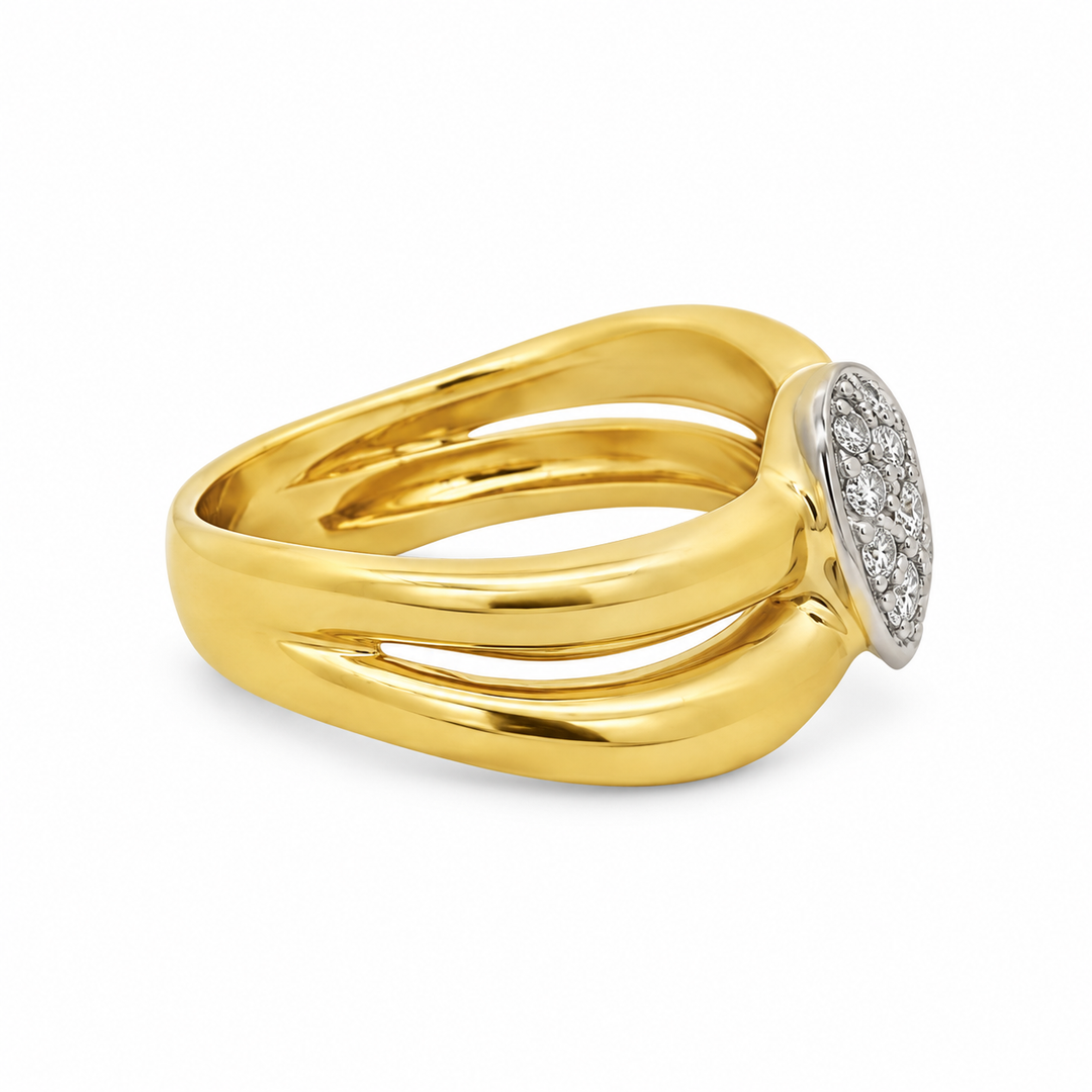 0.45 CTW Diamond 18K Yellow Gold Pavé Teardrop Statement Ring