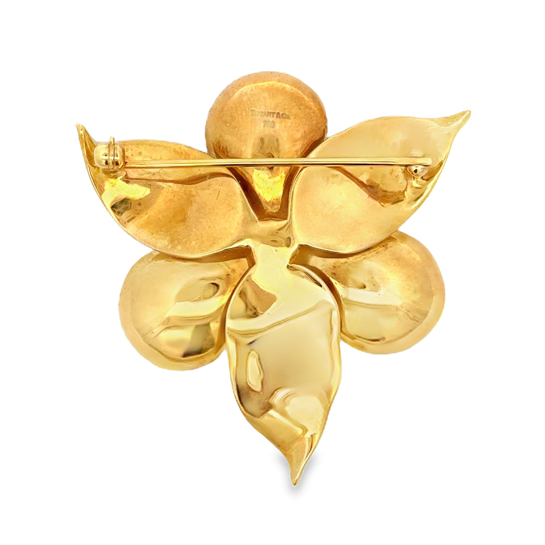 Pre-Owned Tiffany &amp; Co. 0.80 CTW Diamond 18K Yellow Gold Floral Brooch Pin