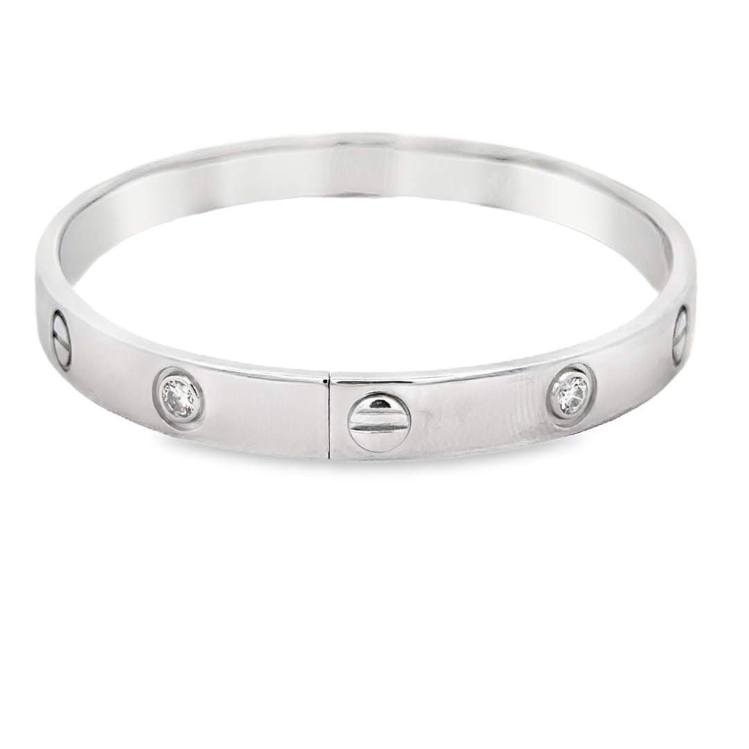 Vintage 1990s Cartier LOVE 0.54 CTW Diamond 18K White Gold Bracelet