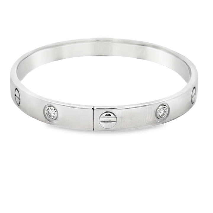 Vintage 1990s Cartier LOVE 0.54 CTW Diamond 18K White Gold Bracelet