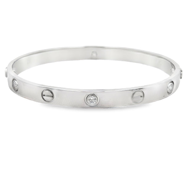 Vintage 1990s Cartier LOVE 0.54 CTW Diamond 18K White Gold Bracelet