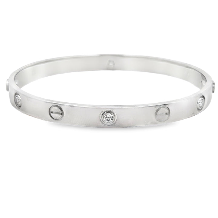Vintage 1990s Cartier LOVE 0.54 CTW Diamond 18K White Gold Bracelet
