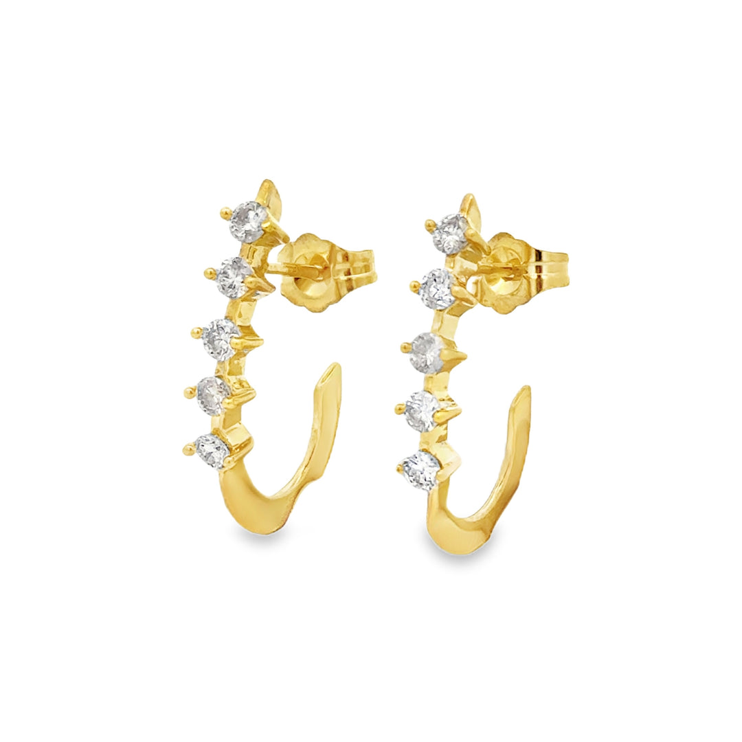 0.40 CTW Diamond 14K Yellow Gold Half Hoop Earrings