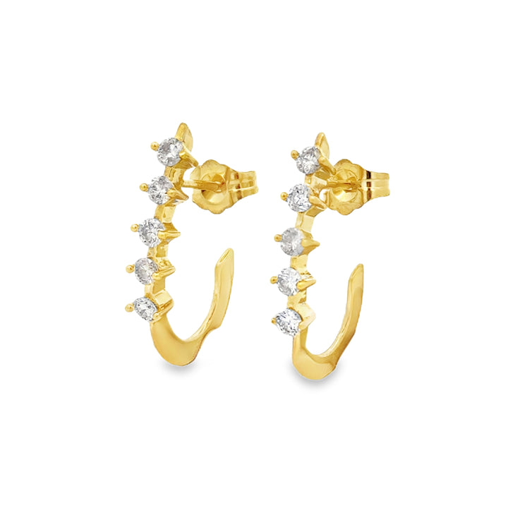 0.40 CTW Diamond 14K Yellow Gold Half Hoop Earrings