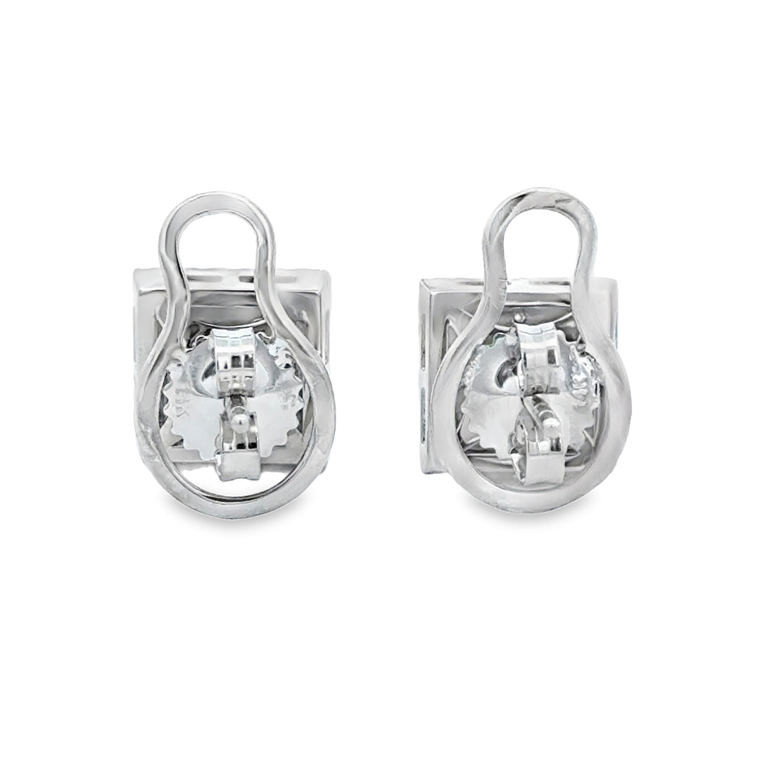 1.35 CTW Diamond 14K White Gold Square Pavé Stud Earrings