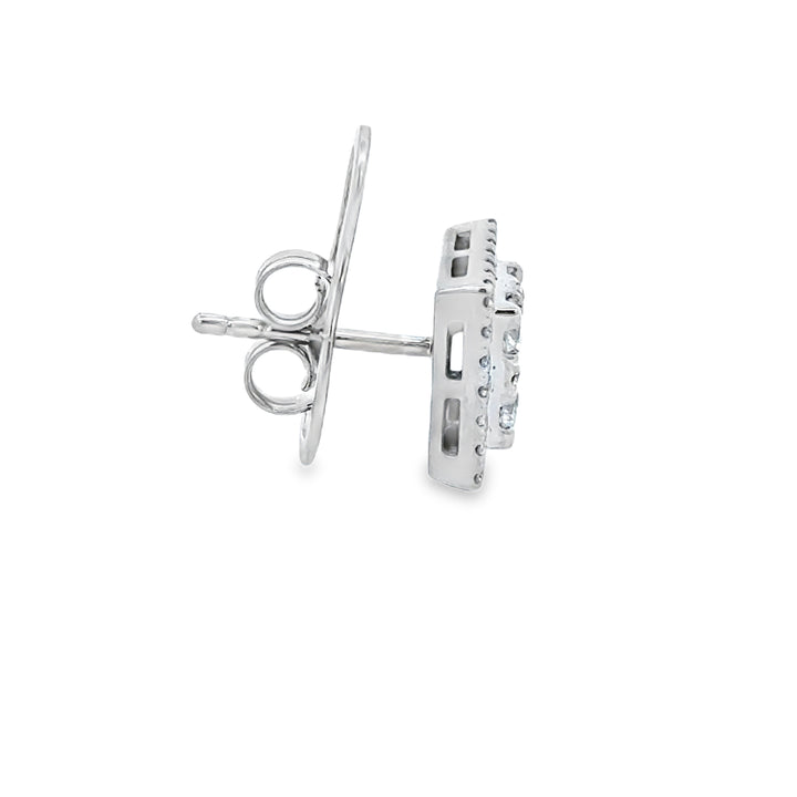 1.35 CTW Diamond 14K White Gold Square Pavé Stud Earrings