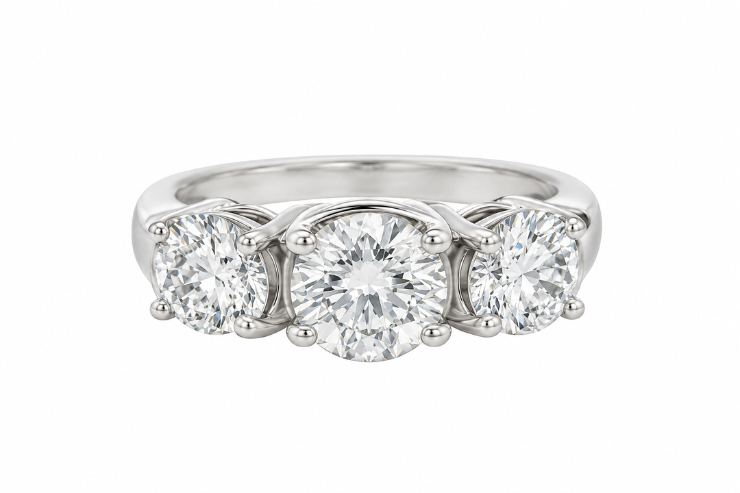 2.56 CTW GIA Certified Three-Stone Diamond Engagement Ring in 14K White Gold