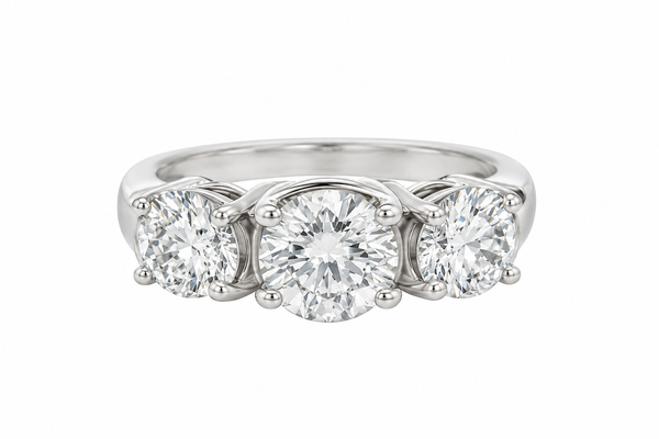 2.56 CTW GIA Certified Three-Stone Diamond Engagement Ring in 14K White Gold