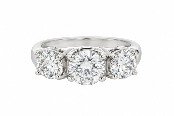 2.56 CTW GIA Certified Three-Stone Diamond Engagement Ring in 14K White Gold
