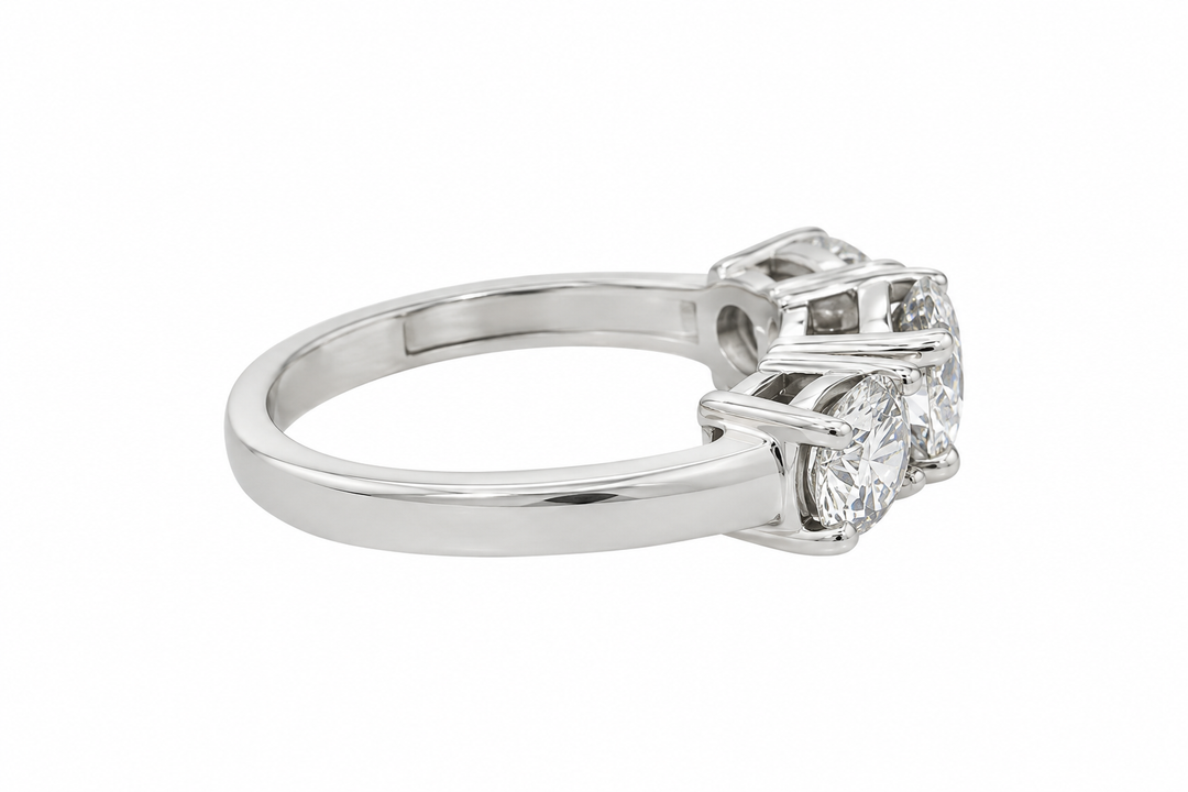 2.56 CTW GIA Certified Three-Stone Diamond Engagement Ring in 14K White Gold