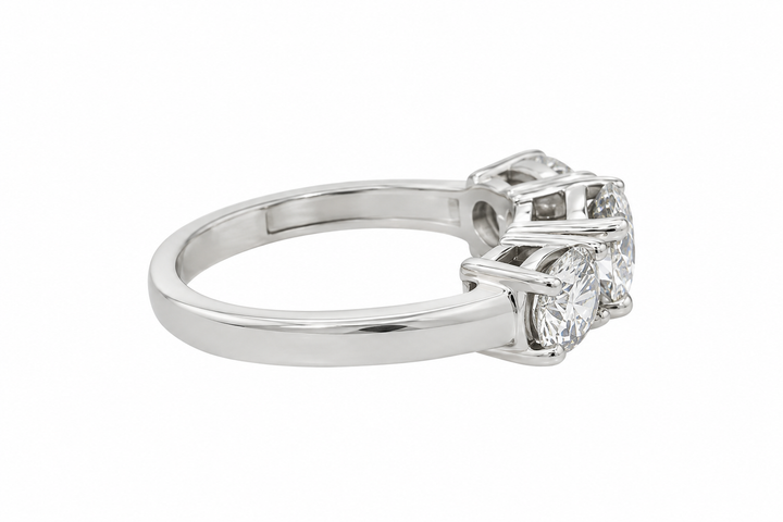 2.56 CTW GIA Certified Three-Stone Diamond Engagement Ring in 14K White Gold