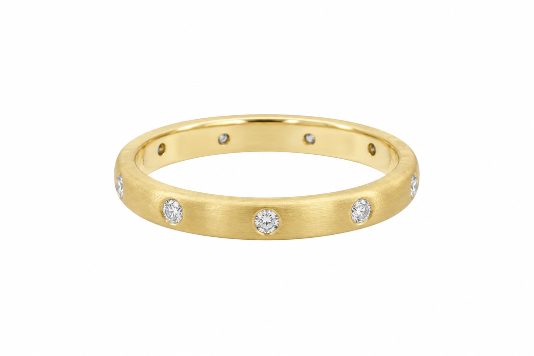0.15 CTW Diamond 14K Yellow Gold Satin Finish Half-Round Band