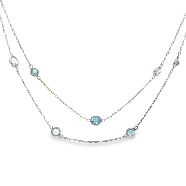 Platinum 9.00 CTW Aquamarine 40-Inch Long Station Necklace