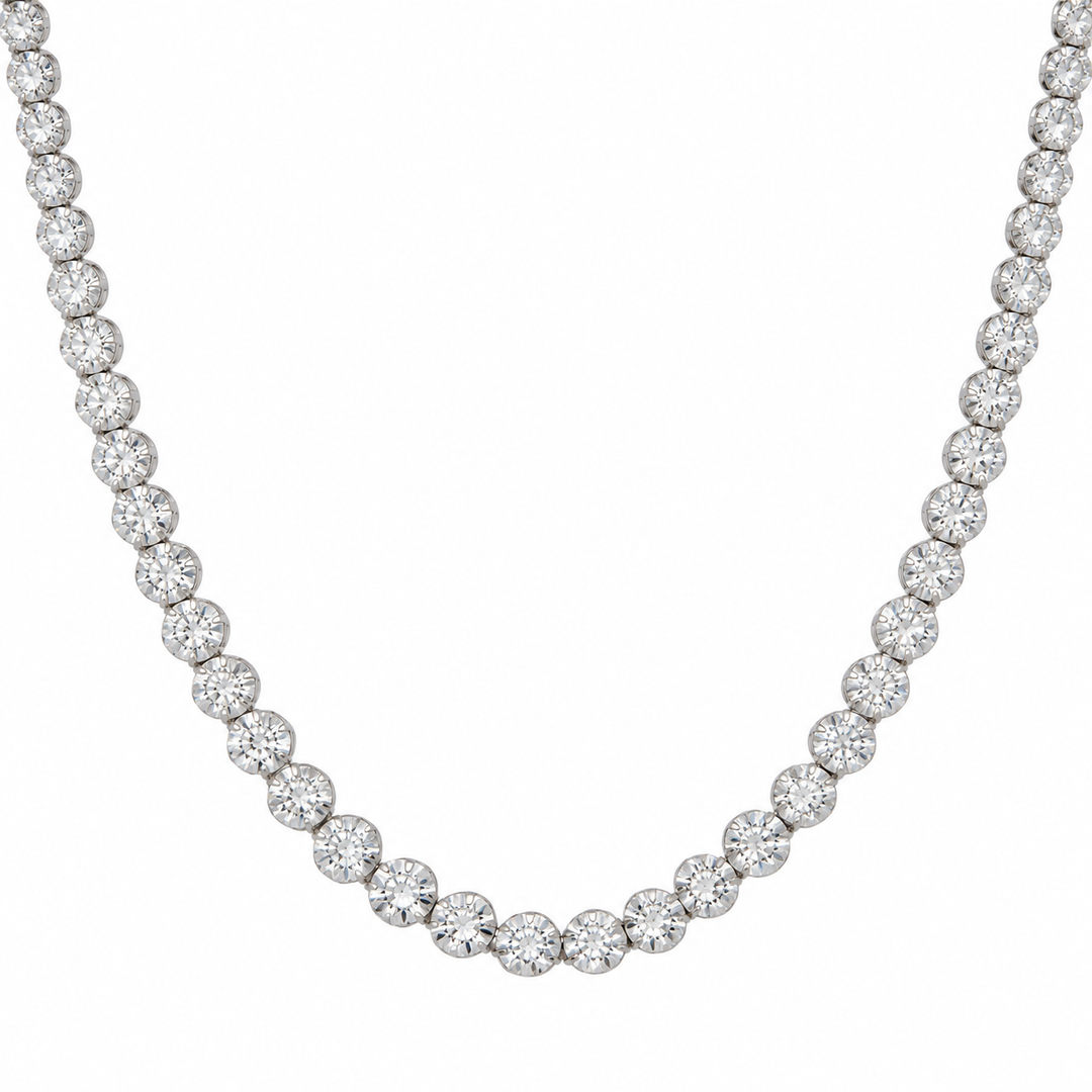 5.50 CTW Diamond 14K White Gold Illusion-Set Tennis Necklace