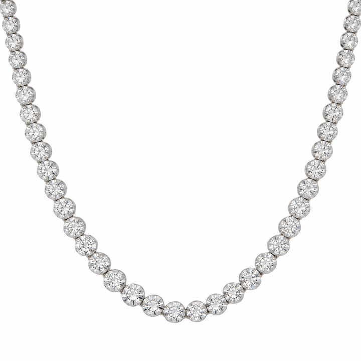 5.50 CTW Diamond 14K White Gold Illusion-Set Tennis Necklace