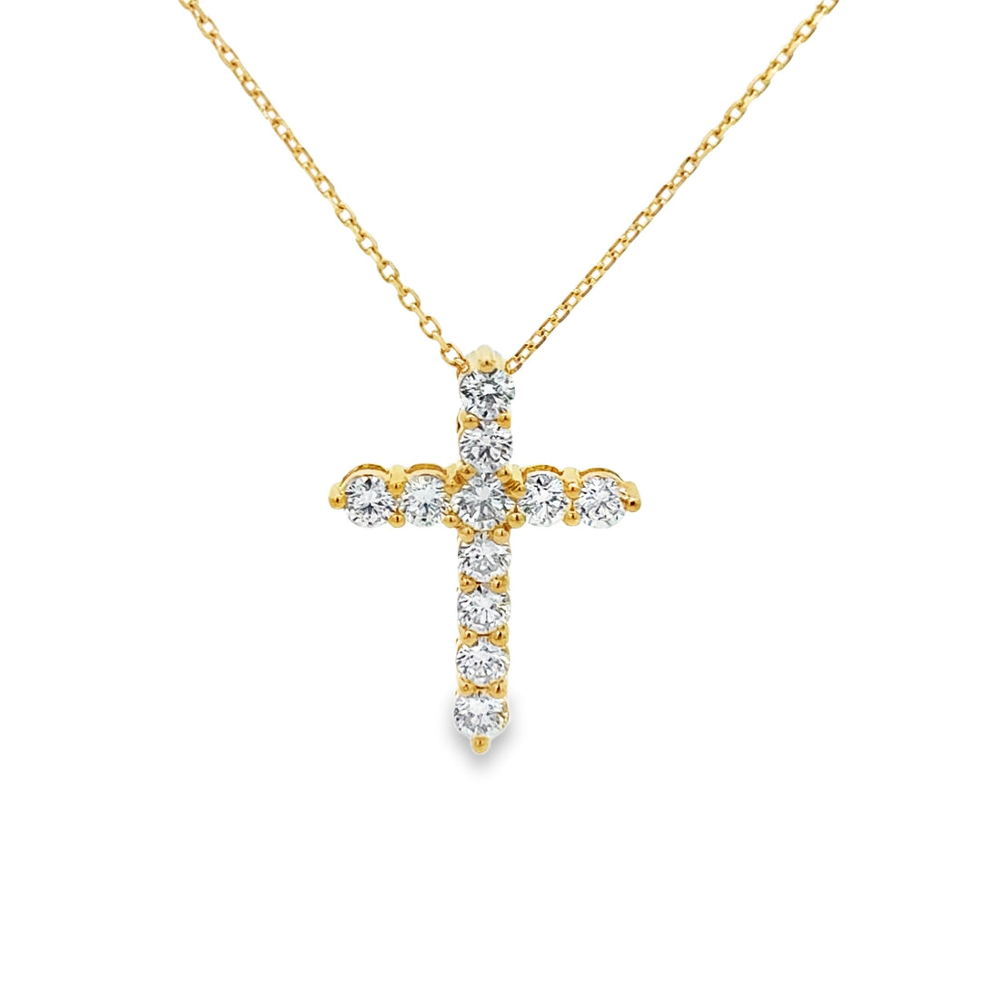 1.07 CTW Diamond Cross Necklace in 18K Yellow Gold