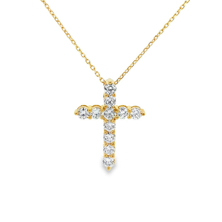 1.07 CTW Diamond Cross Necklace in 18K Yellow Gold