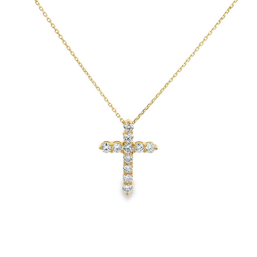 1.07 CTW Diamond Cross Necklace in 18K Yellow Gold
