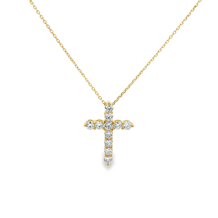 1.07 CTW Diamond Cross Necklace in 18K Yellow Gold