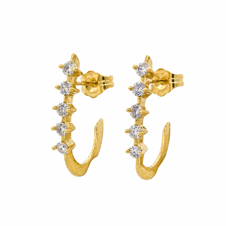 0.40 CTW Diamond 14K Yellow Gold Half Hoop Earrings