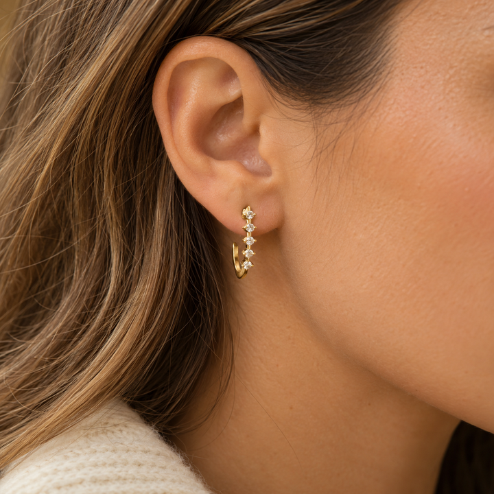 0.40 CTW Diamond 14K Yellow Gold Half Hoop Earrings
