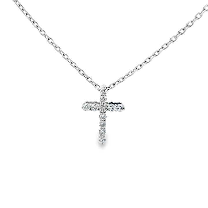0.15 CTW Diamond Cross Pendant Necklace in 18K White Gold