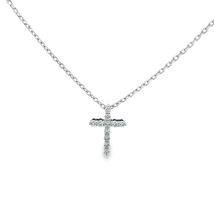 0.15 CTW Diamond Cross Pendant Necklace in 18K White Gold