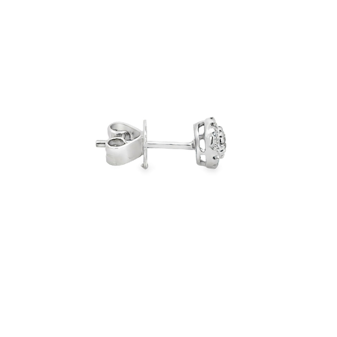 0.29 CTW Diamond Halo Stud Earrings in 18K White Gold