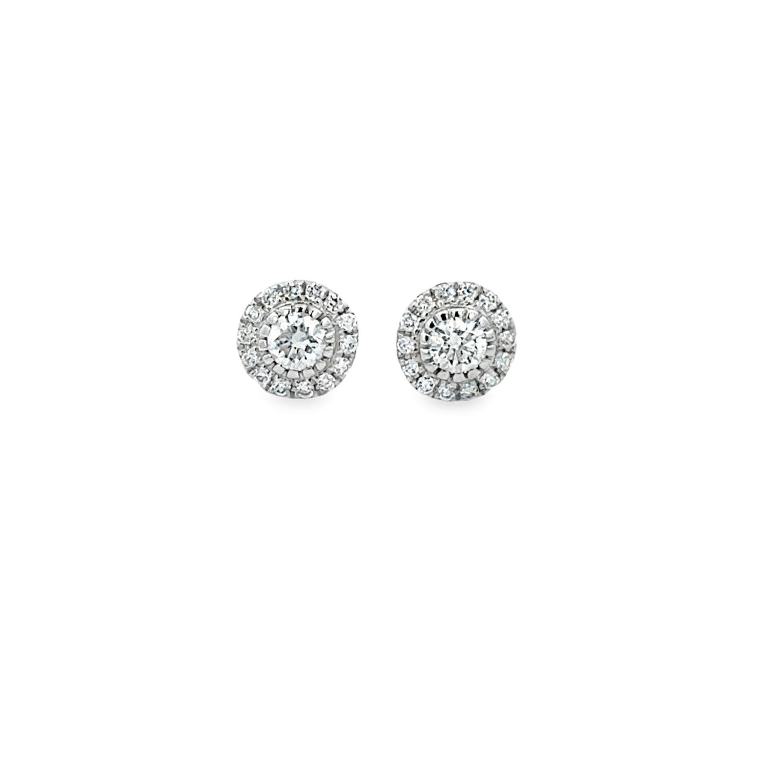 0.29 CTW Diamond Halo Stud Earrings in 18K White Gold