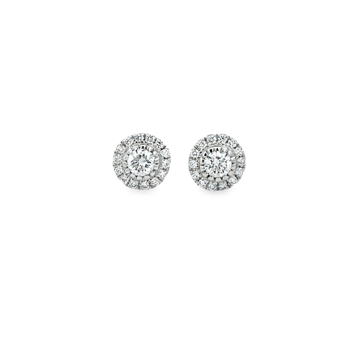 0.29 CTW Diamond Halo Stud Earrings in 18K White Gold