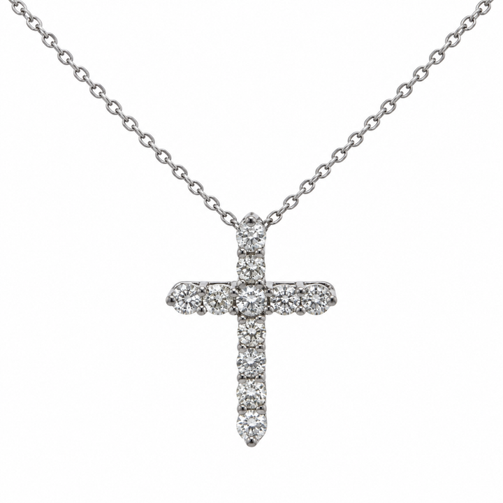 Pre-Owned Tiffany &amp; Co. 0.48 CTW Diamond Platinum Cross Pendant Necklace